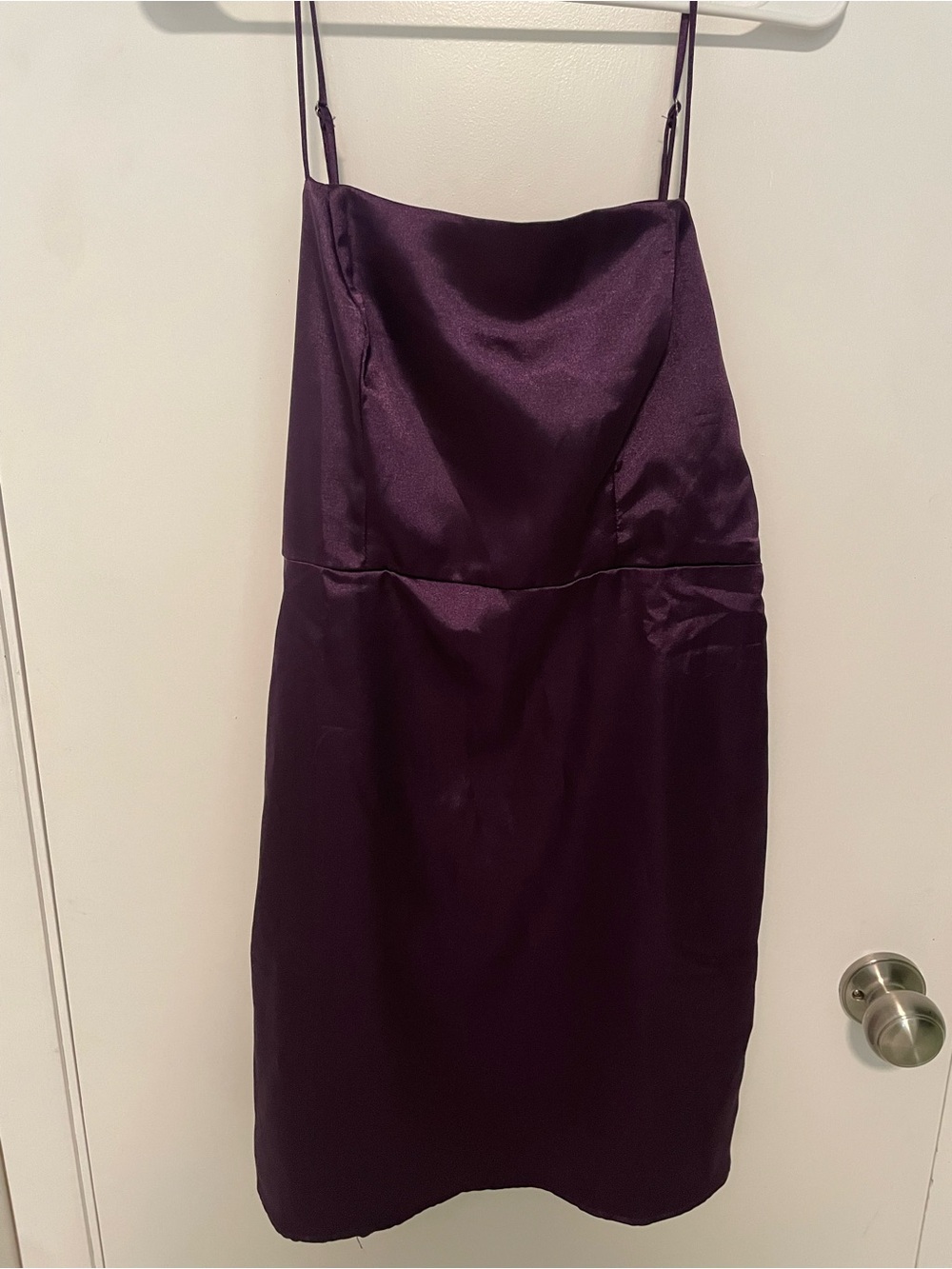 Lulu's Deep Plum Satin Strapless Slip Dress